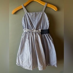 Girl’s Blue Stripe Asymmetric Dress